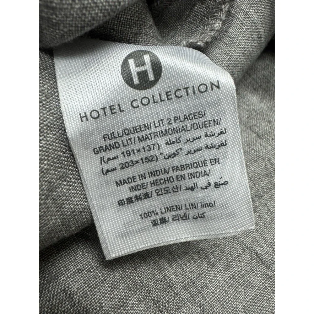Hotel Collection 100% Linen Full/Queen Gray Duvet Cover
